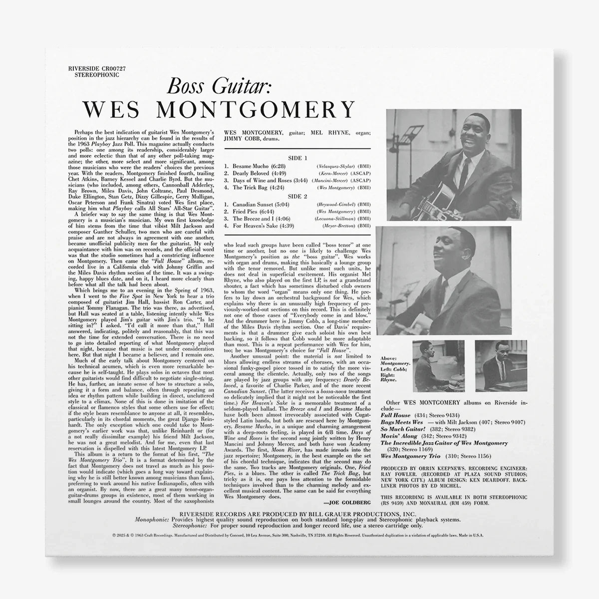 Wes Montgomery - Boss Guitar - OJC LP { Vinyl LP }