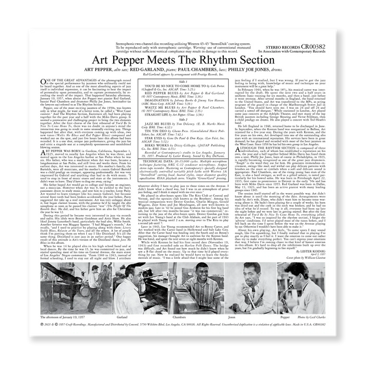 Art Pepper - Meets The Rhythm Section - Stereo Contemporary LP { Vinyl LP }