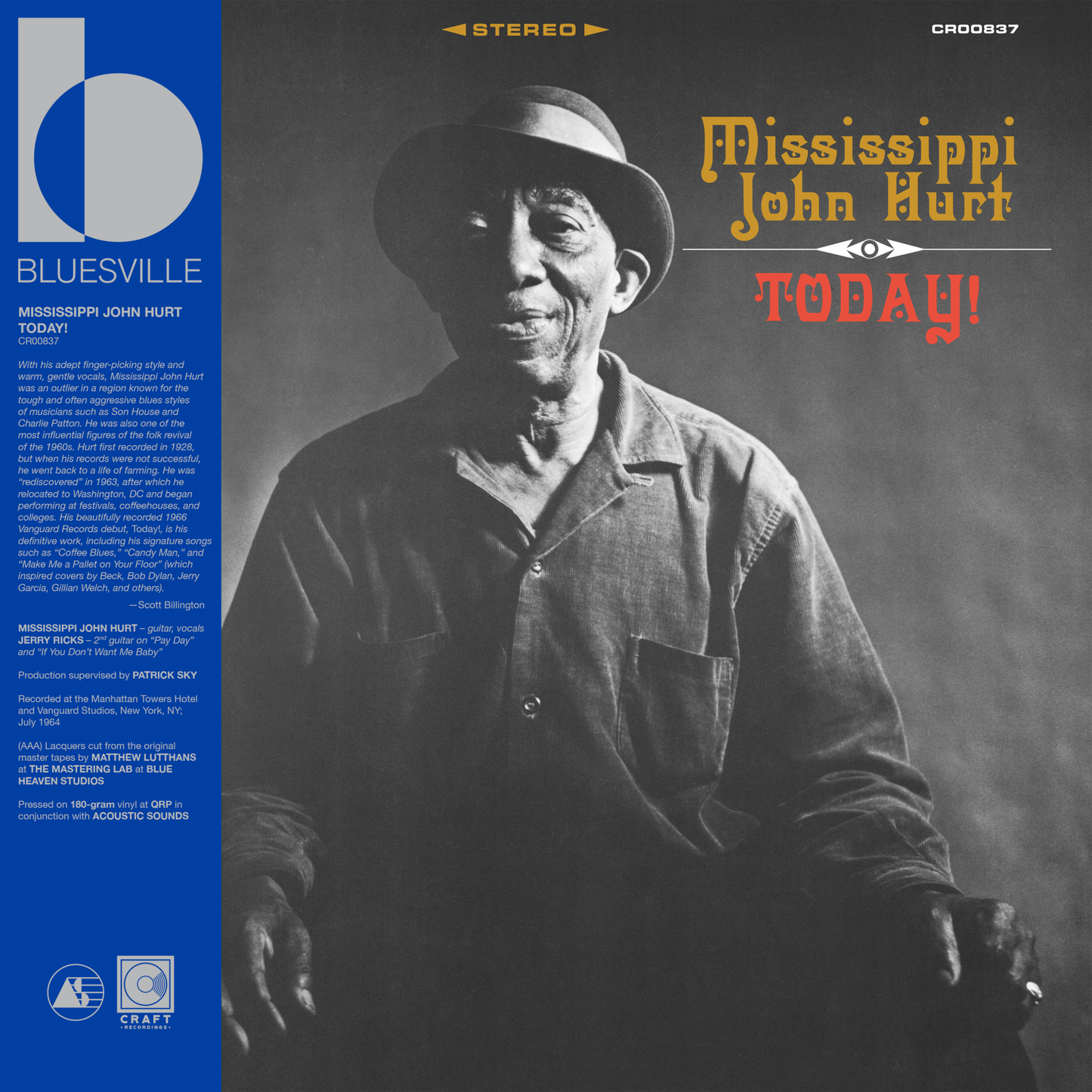 Mississippi John Hurt - Today! - Bluesville Acoustic Sound Series LP { Vinyl LP }