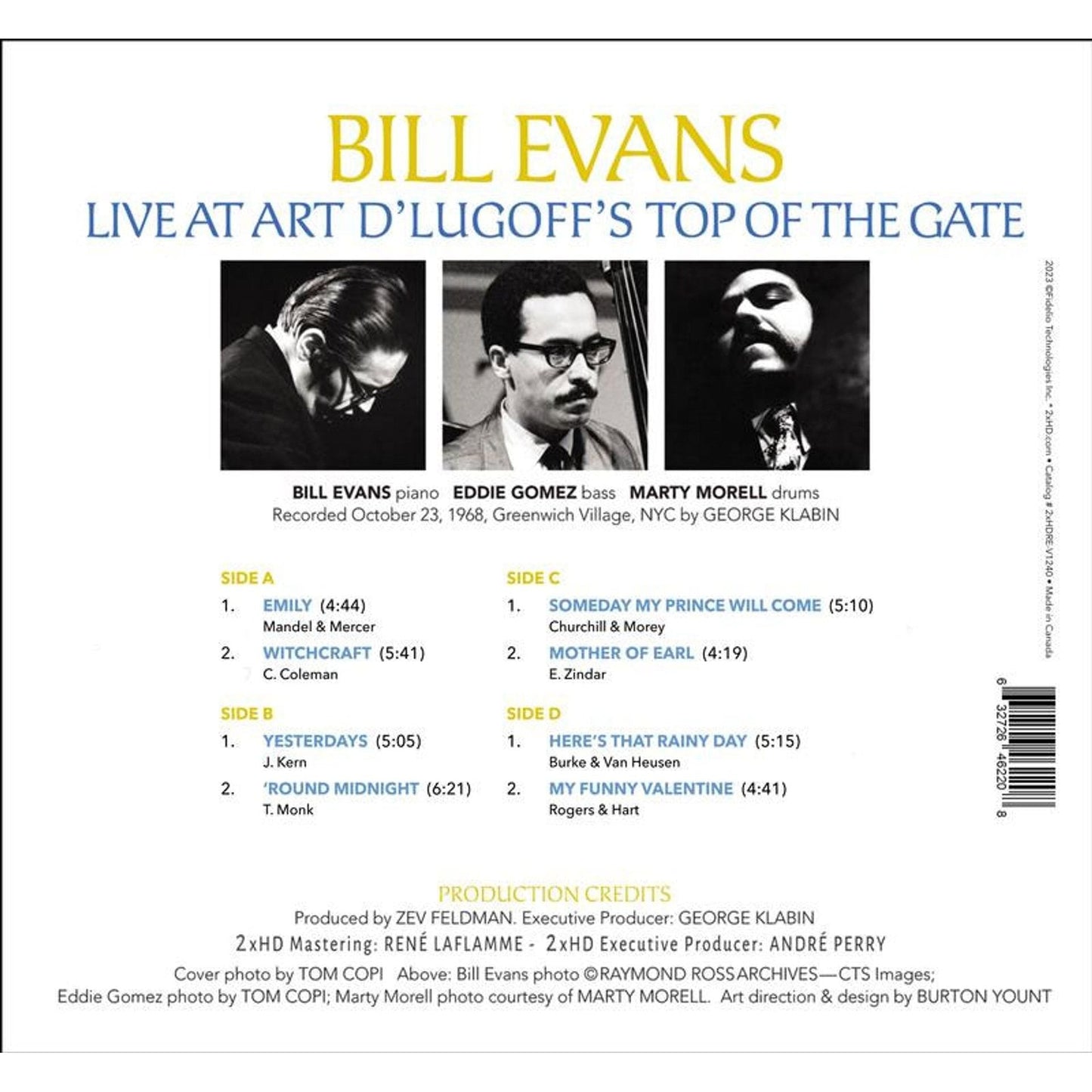 Bill Evans - Live at Art D'Lugoff's Top of The Gate Vol. 1 - 2xHD LP { Vinyl LP }