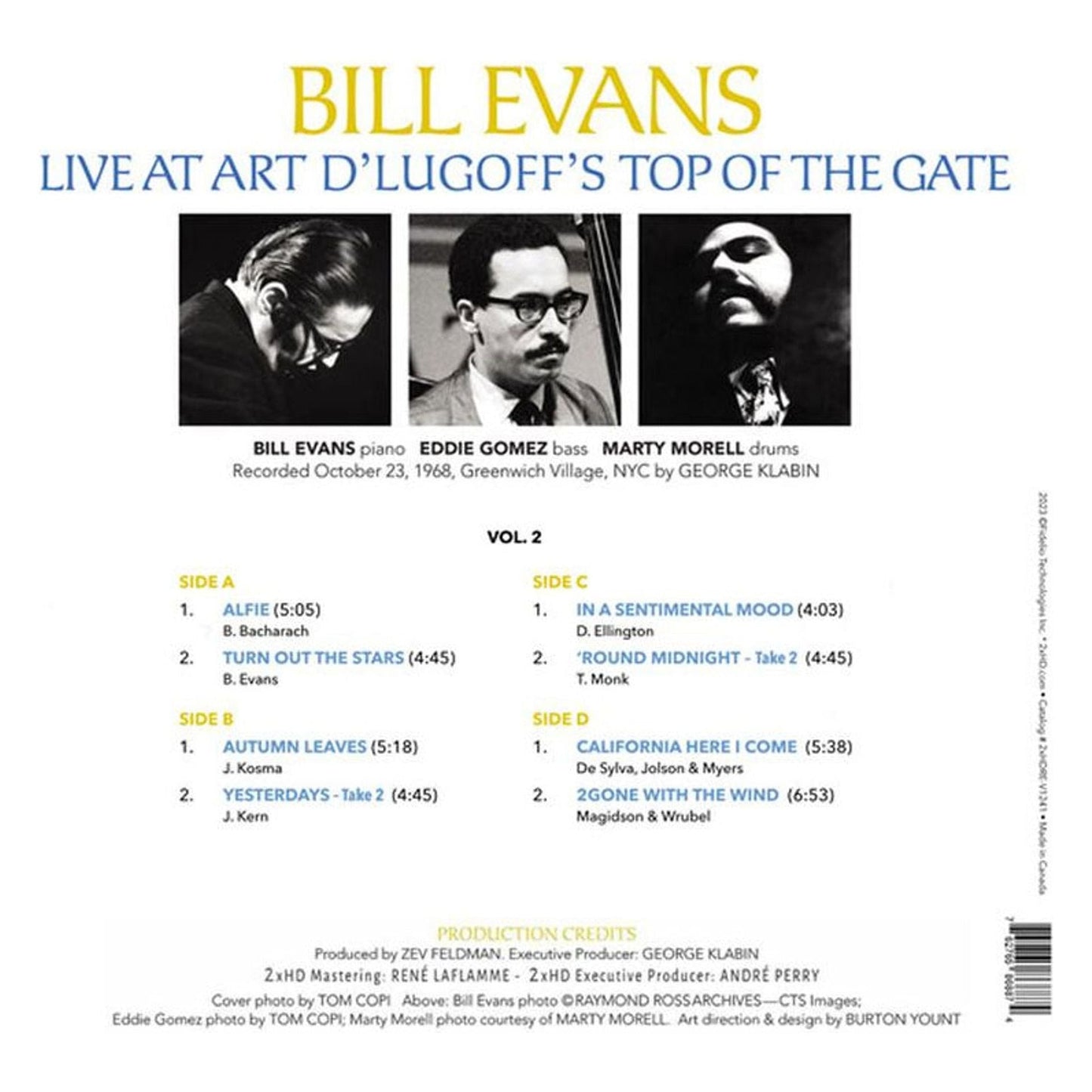 Bill Evans - Live at Art D'Lugoff's Top of The Gate Vol. 2 - 45rpm LP { Vinyl LP }