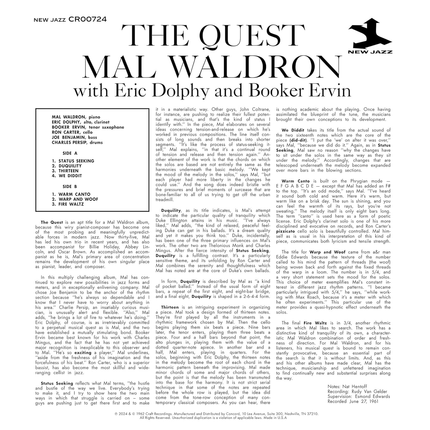 Mal Waldron - The Quest - OJC LP { Vinyl LP }