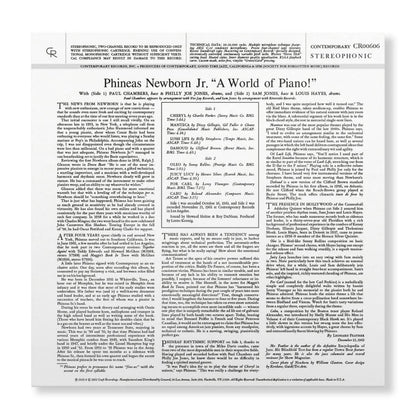 Phineas Newborn Jr. - A World of Piano! - Contemporary LP { Vinyl LP }