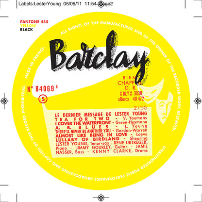 Lester Young - Le Dernier Message de Lester Young Barclay - Sam Records LP + 10” { Vinyl LP }