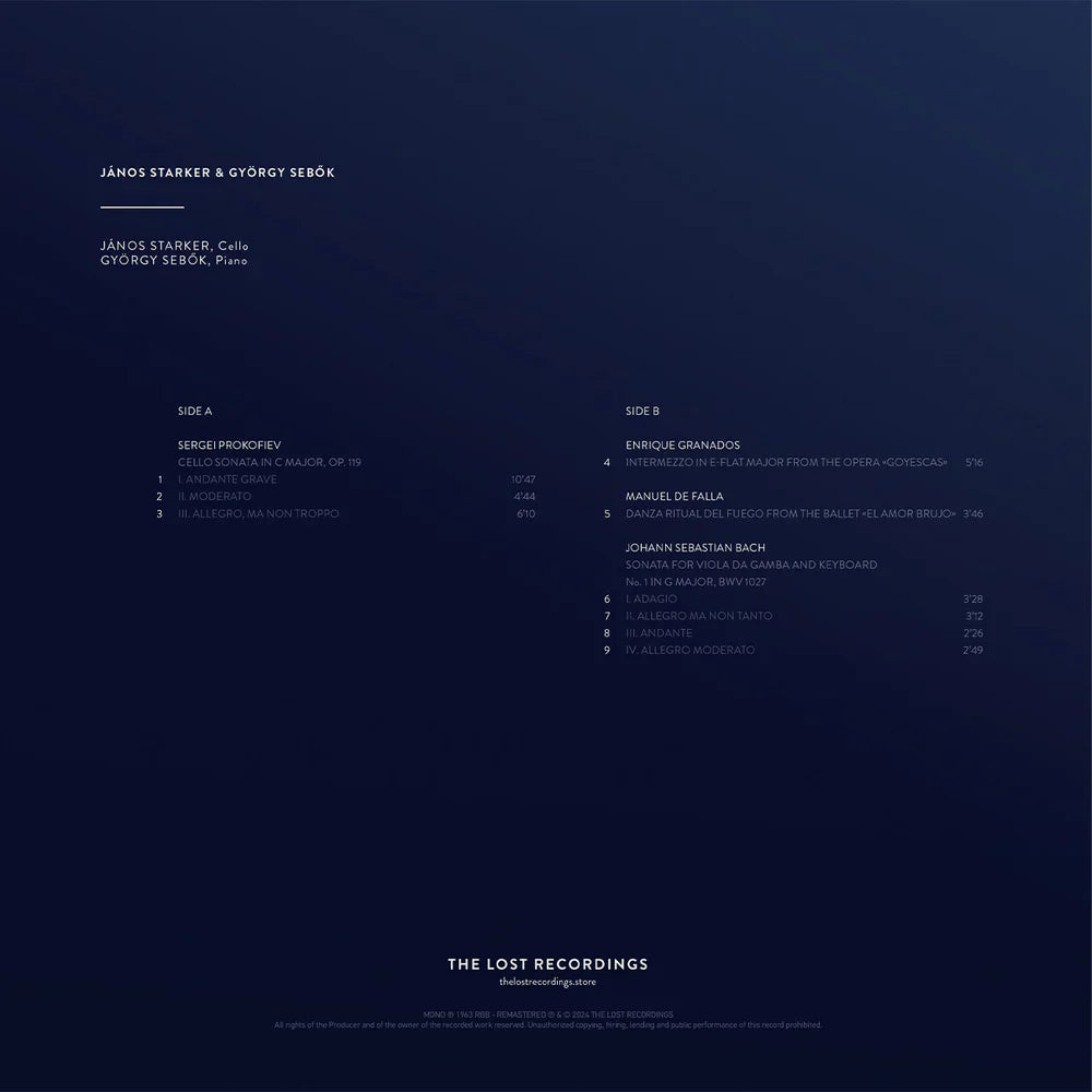 Janos Starker and Gyorgy Sebok - The Unreleased Berlin Studio Recordings 1963 - The Lost Recordings LP { Vinyl LP }
