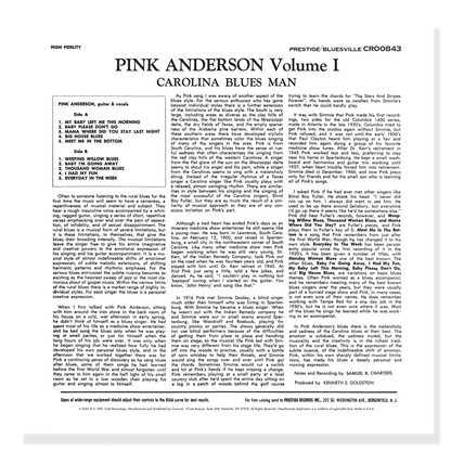 Pink Anderson - Volume 1: Carolina Blues Man - Bluesville Acoustic Sounds Series LP { Vinyl LP }