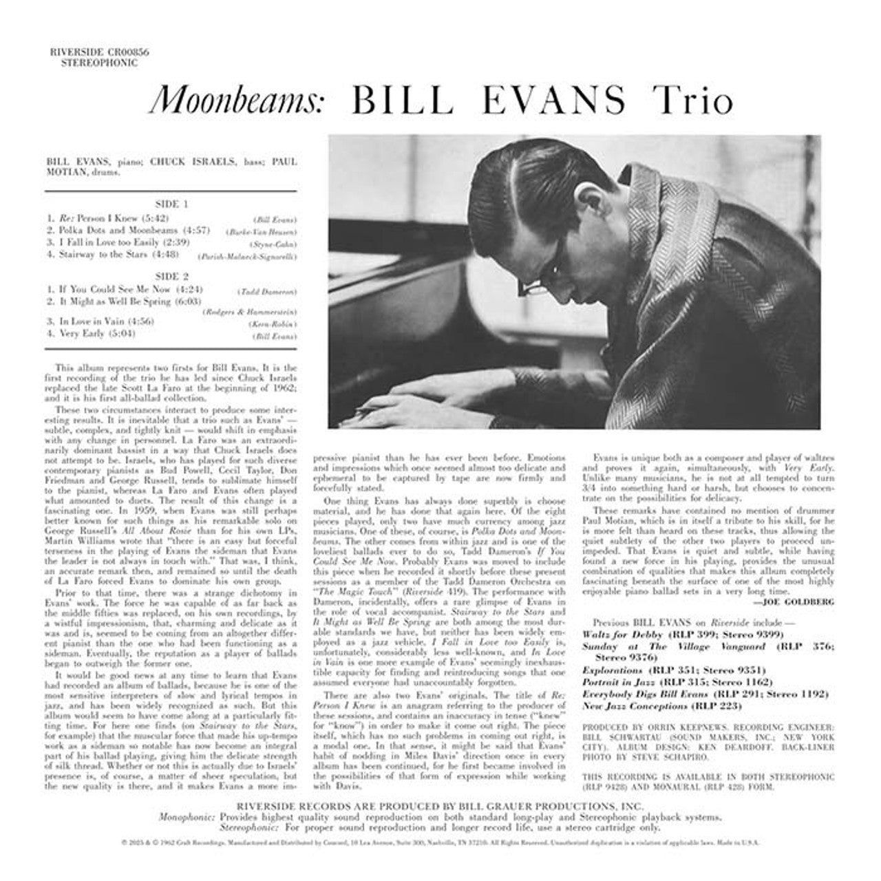 Bill Evans Trio - Moon Beams - OJC LP { Vinyl LP }