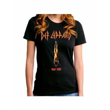 Def Leppard Tour 1981 Woman's T-Shirt { Vinyl LP }