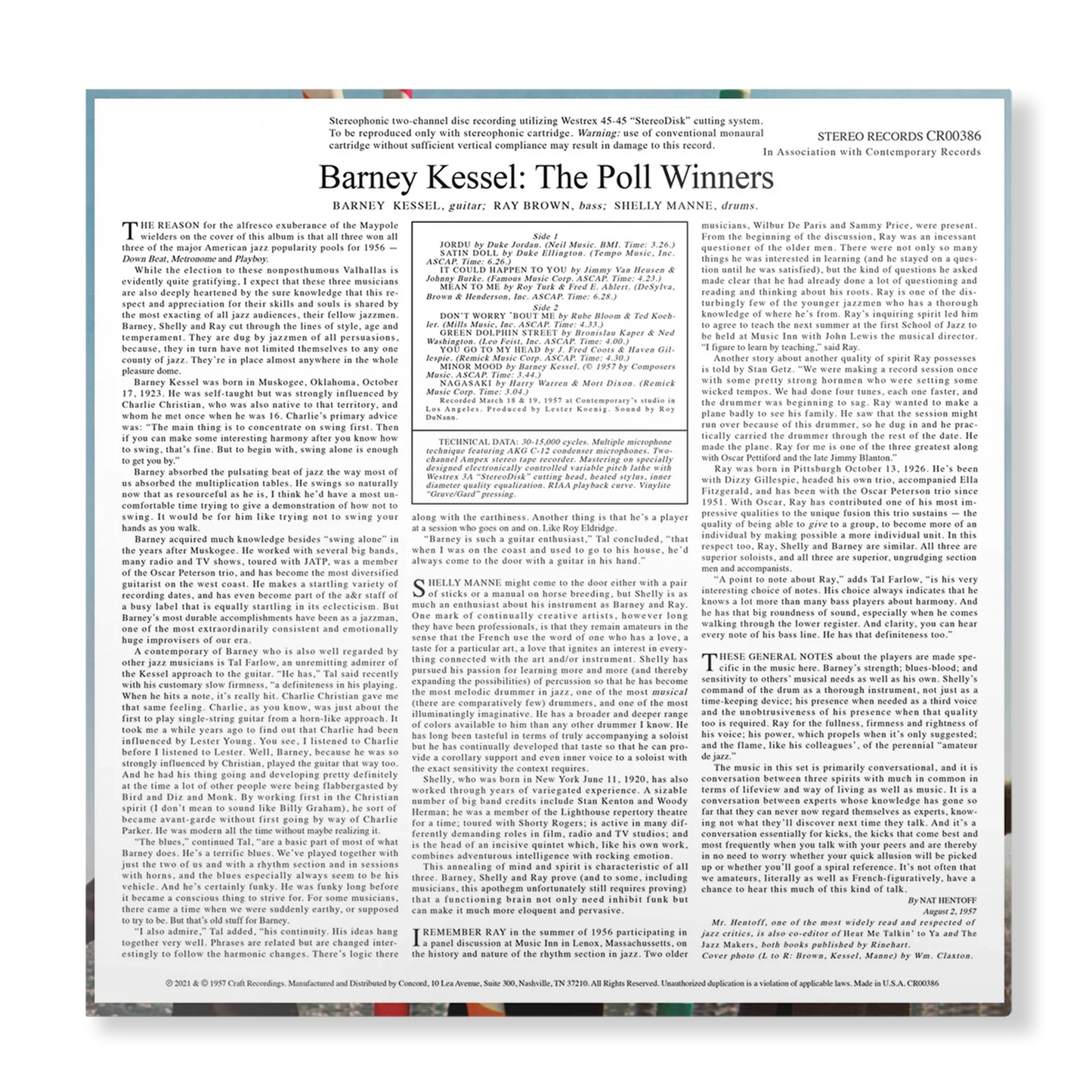 Barney Kessel, Ray Brown, and Shelly Manne - The Poll Winners - Contemporary LP { Vinyl LP }