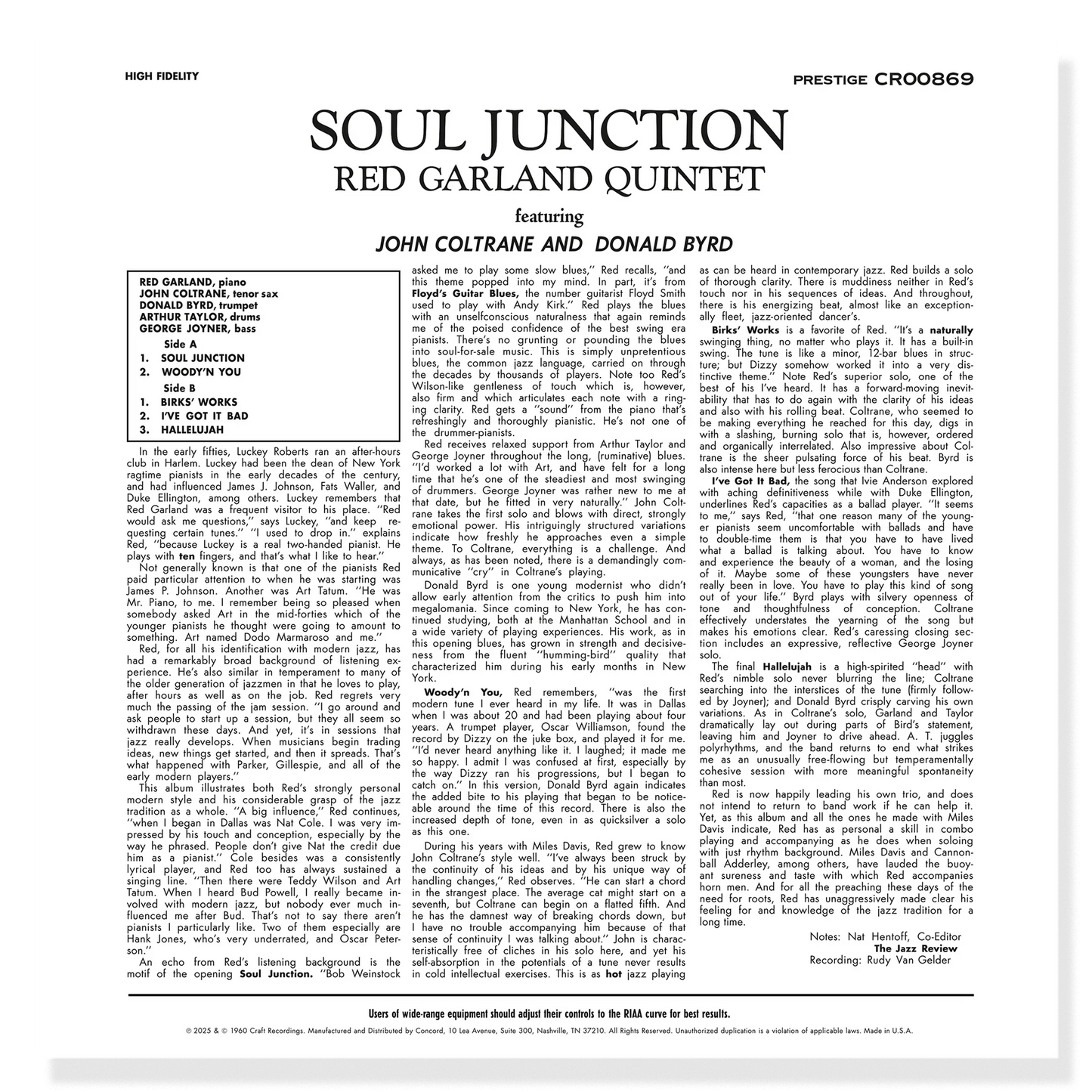 Red Garland Quintet - Soul Junction - OJC LP { Vinyl LP }