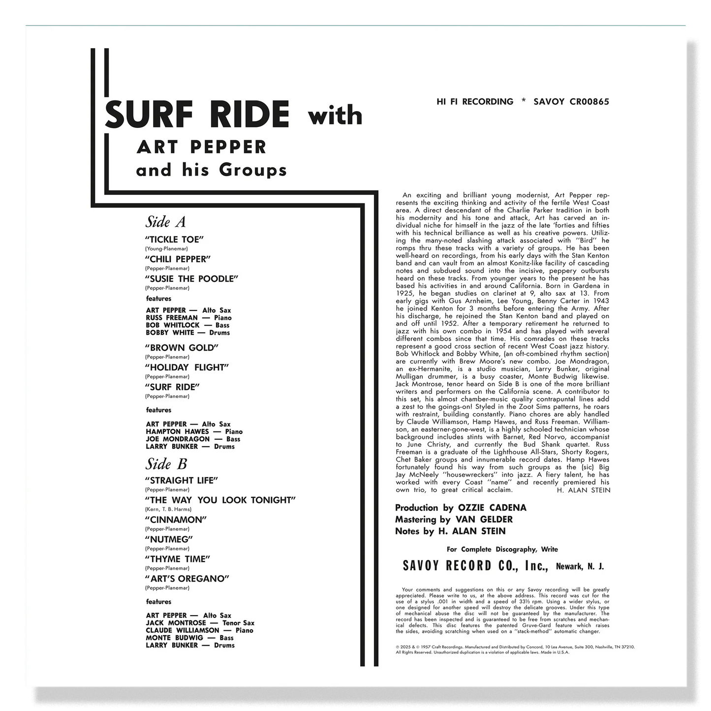 Art Pepper - Surf Ride - OJC LP { Vinyl LP }