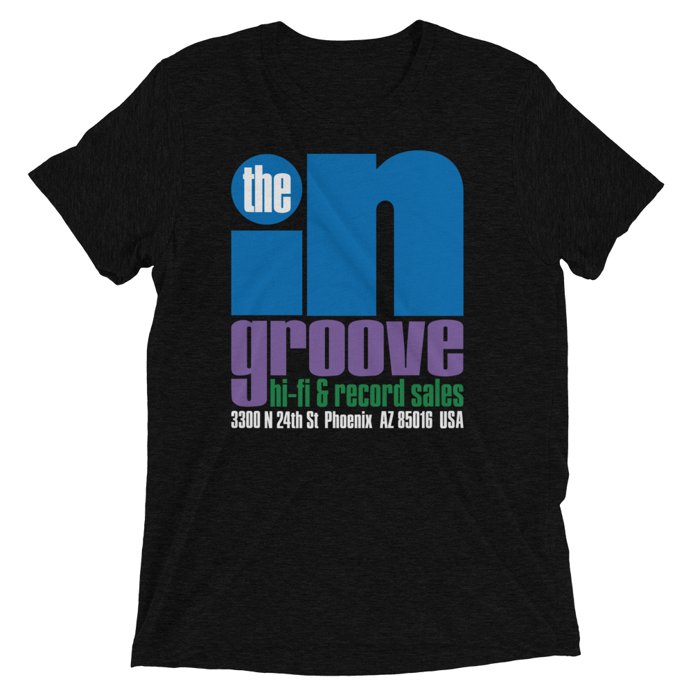 The 'In' Groove Record Store Solid Black Jazzy T-Shirt { Vinyl LP }