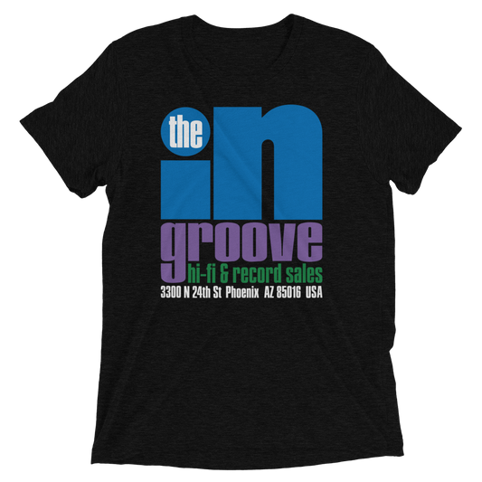 The 'In' Groove Record Store Solid Black Jazzy T-Shirt { Vinyl LP }